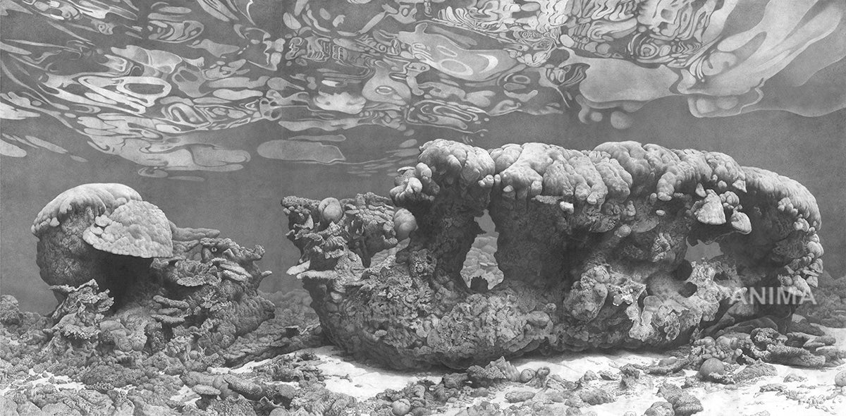 The majestic Stonehenge, underwater drawing Fine Art print or wall paper by Roger Swainston