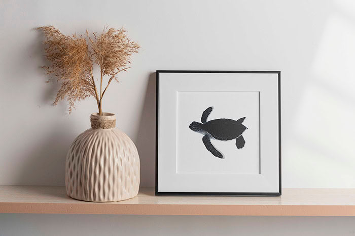 Framed Fine Art print of the gorgeous baby Green Turtle by Roger