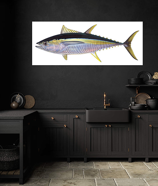 Framed Impressive Fine Art print of the Yellowfin Tuna by Roger Swainston